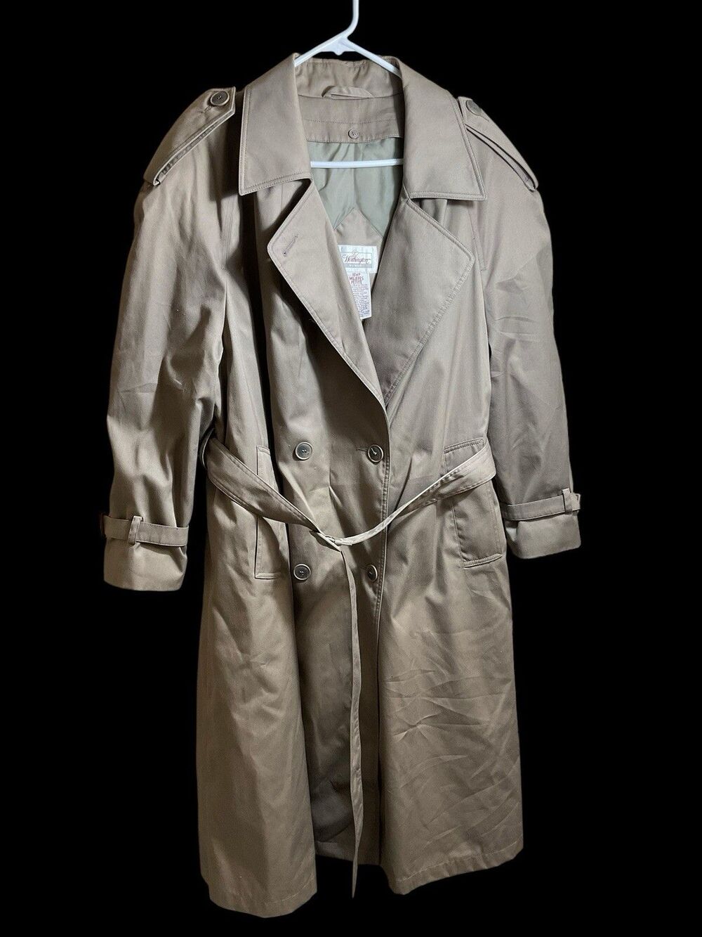 Worthington Trench Coat Womens 18WP Brown Double Breasted removable liner